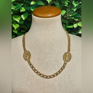 Medallion Chain Necklace 24" Gold Tone